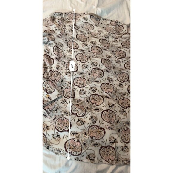 LOFT Floral Blouson Long Sleeve Blouse Top Pink Cream Square Neck Size Small - Picture 10 of 15